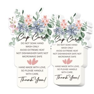 Muzru Tumbler Care Cards, (Pack of 50) 3.81 x 3.55 Tumbler Care Instructions, Tumbler Care and Cleaning Cards, Cup Care Instructions