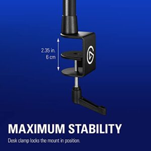 Elgato Master Mount S - Premium Desk Clamp with Pole extendable up to 54cm/21in and 1/4 inch Thread to Mount Lights, Cameras, and Microphones, perfect for Streaming, Videoconferencing, and Studios