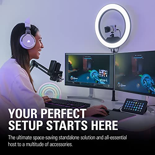 Elgato Master Mount S - Premium Desk Clamp with Pole extendable up to 54cm/21in and 1/4 inch Thread to Mount Lights, Cameras, and Microphones, perfect for Streaming, Videoconferencing, and Studios