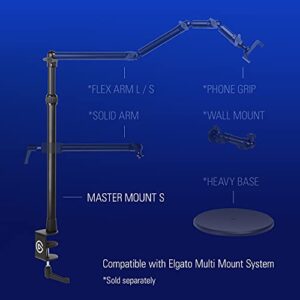 Elgato Master Mount S - Premium Desk Clamp with Pole extendable up to 54cm/21in and 1/4 inch Thread to Mount Lights, Cameras, and Microphones, perfect for Streaming, Videoconferencing, and Studios