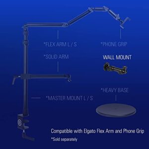 Elgato Wall Mount - Horizontal Articulated Arm with 1/4 Inch Thread for Easy Mounting and Adjusting of Lights, Cameras, and Microphones, Perfect for Streaming, Videoconferencing, Studios,Black