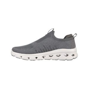 skechers men's glide-step flex sneaker, charcoal knit trim, 9