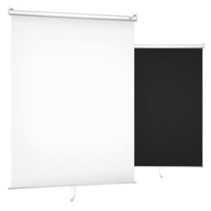 julius studio (pull-down type) 5 x 6.2 ft. / 60 x 75 inch white screen & black double sided, retractable background, ceiling & wall mountable, pull down roll up auto lock, no wrinkle, jsag749
