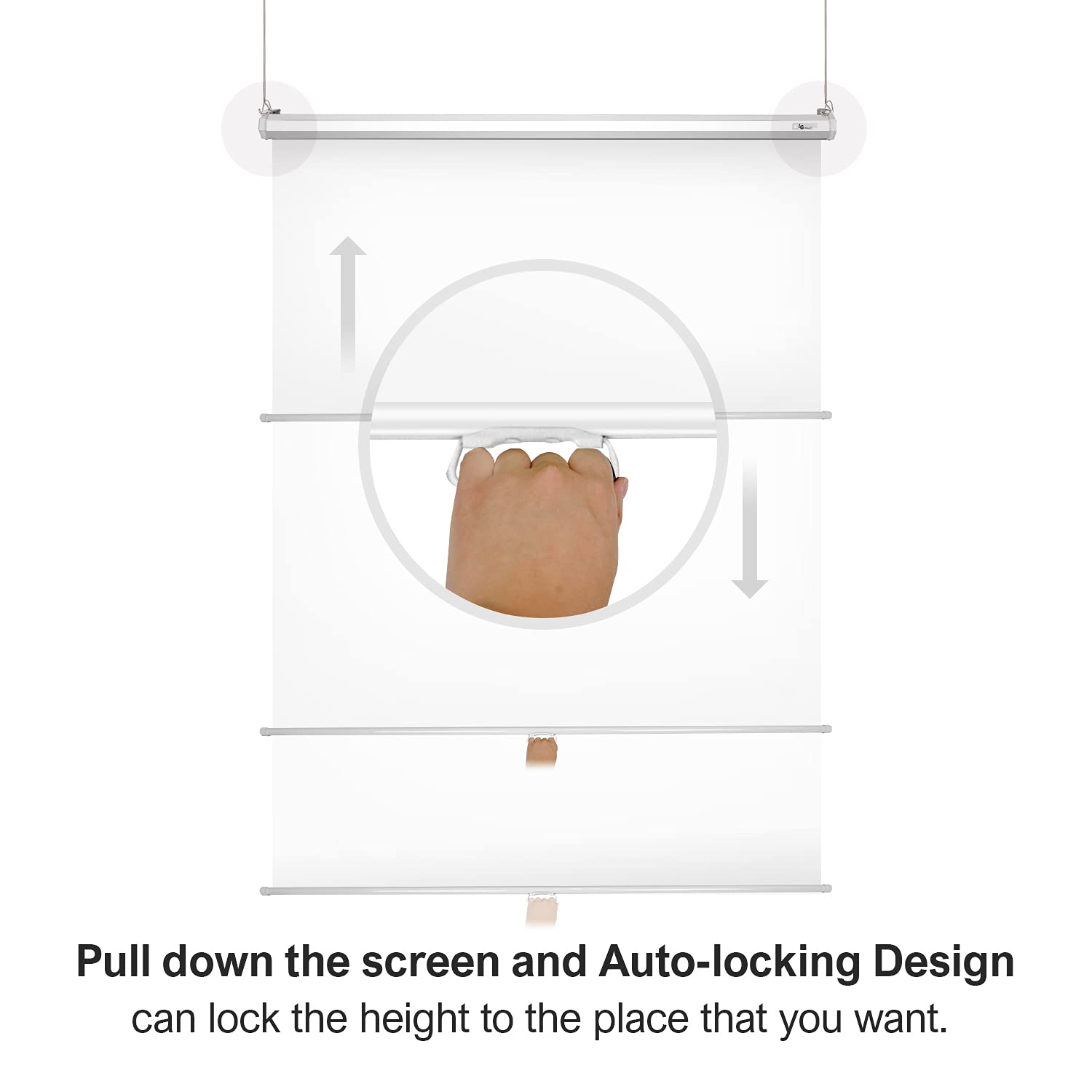 Julius Studio (Pull-Down Type) 5 x 6.2 ft. / 60 x 75 inch White Screen & Black Double Sided, Retractable Background, Ceiling & Wall Mountable, Pull Down Roll Up Auto Lock, No Wrinkle, JSAG749