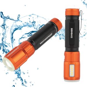 blackfire - klein tools outdoors - rechargeable weatherproof magnetic flashlight with lantern bbm6412, 500 lumens, glow-in-dark ring with removable pocket clip for outdoor use, camping, hunting, work