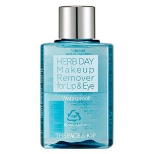 THE FACE SHOP Herb Day Lip & Eye Makeup Remover Waterproof | Gentle & Clean Waterproof Thick Makeup Remover | Suitable for All Skin Type | 4.4 fl. Oz,K-Beauty