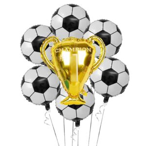 soccer party balloons set, 7pcs championship trophy balloon and soccer foil balloons for birthday baby shower wedding anniversary soccer themed party decoration