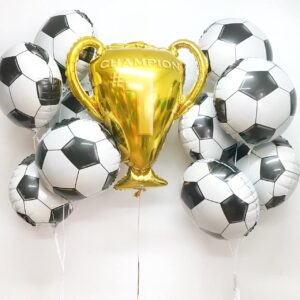 Soccer Party Balloons Set, 7pcs Championship Trophy Balloon and Soccer Foil Balloons for Birthday Baby Shower Wedding Anniversary Soccer Themed Party Decoration