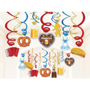 The Munich Oktoberfest Swirl Decorations,German Oktoberfest Party Hanging Whirl Streamers,Wiesenbier Party Supplies,Sausage,Beer,Gold Dress,Leather Pants Hanging Decorations for Party Together