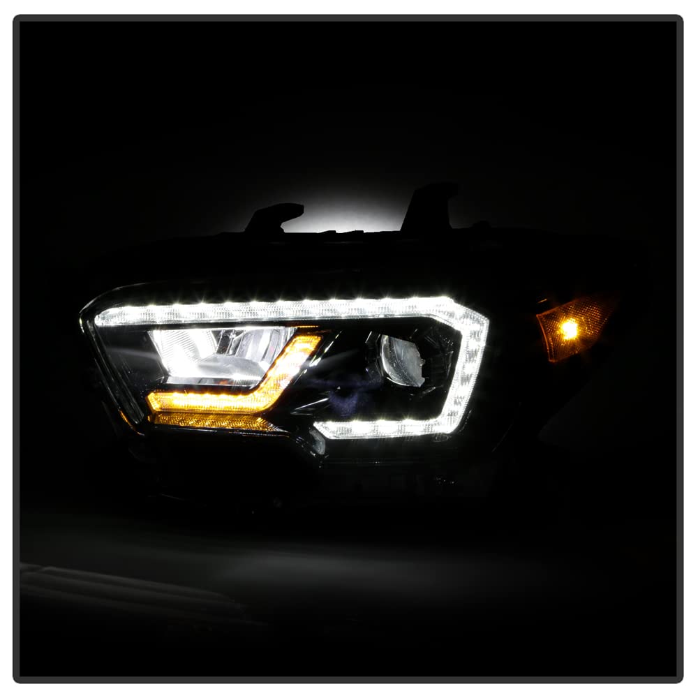 ACANII - For 2016-2022 Toyota Tacoma SR SR5 [Full LED Function] Black LED Tube Signal Projector Headlights Left+Right