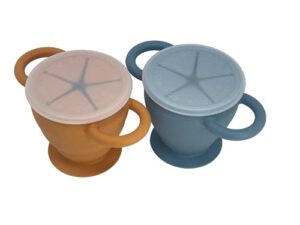 bravejusticekidsco. | snack attack ii baby snack cup | 2 pack | collapsible toddler snack cup (honey ginger and blue steel)