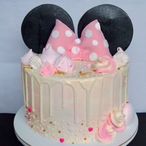 Mouse Cake Topper Bow and Ears for Birthday (Pink)