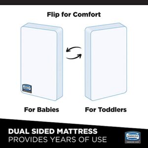 Simmons Kids Quiet Nights Dual Sided Baby Crib Mattress & Toddler Mattress - Sustainably Sourced Core - Waterproof - Hypoallergenic - GREENGUARD Gold Certified (Natural) - Ideal Firmness - Made in USA
