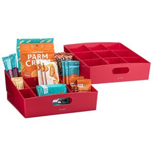 youcopia red kitchen cabinet pantry shelfbin organizer, 2-pack, large