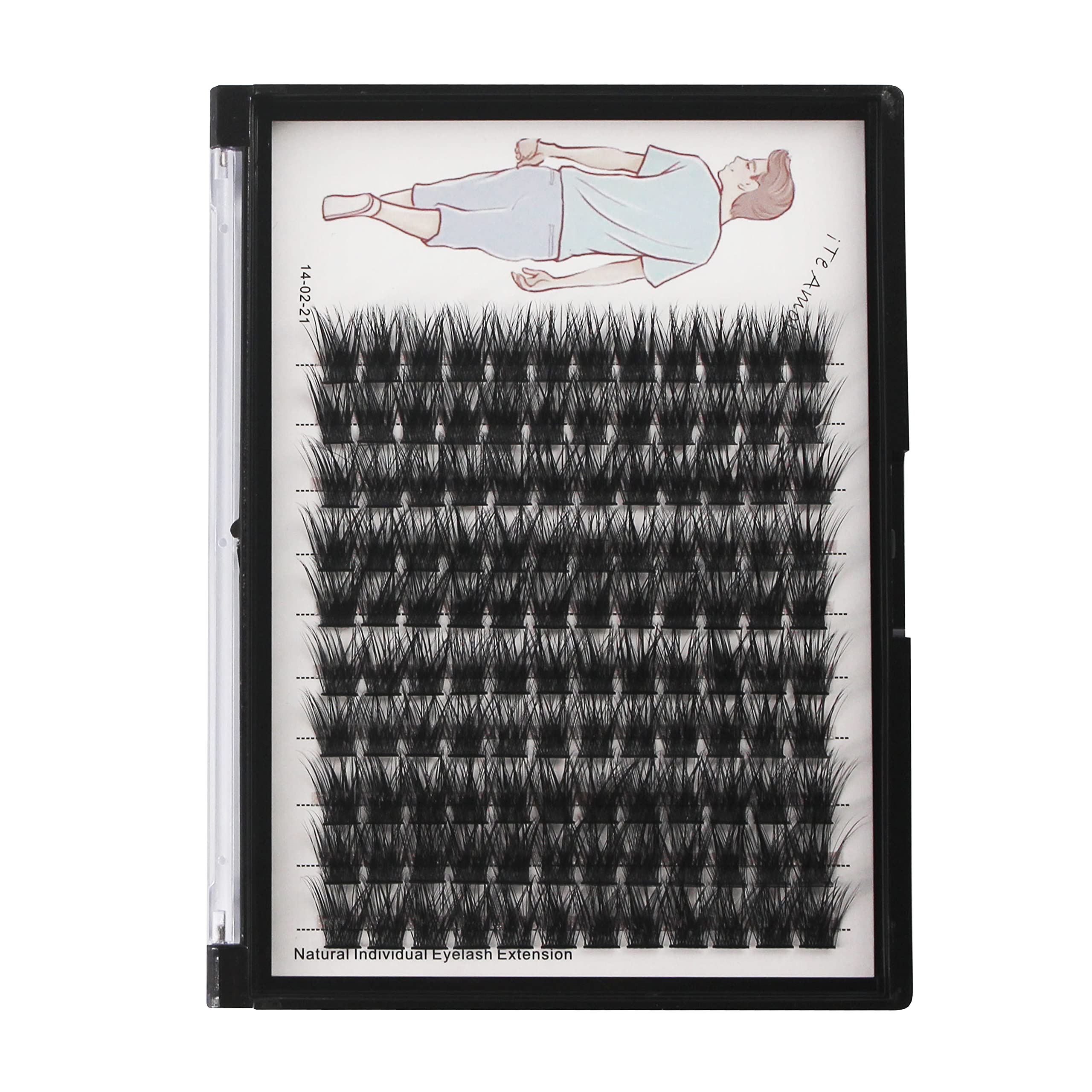 Dedila Large Tray-Grafted Wide Stem Individual False Eyelashes Thick Base 120 Clusters D Curl Natural Long Volume Eye Lashes Extensions Dramatic Look 8-20mm Available (16mm)