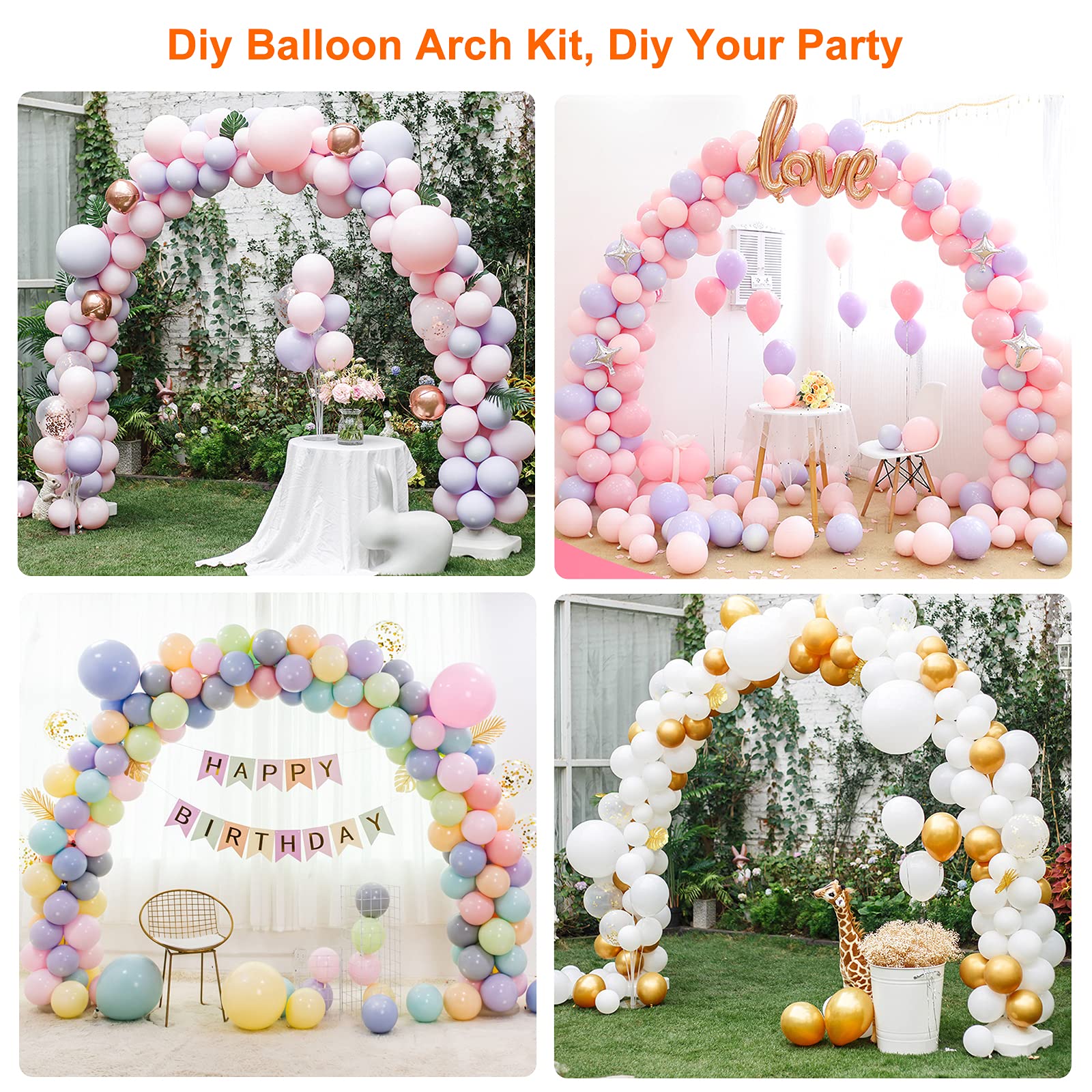 Balloon Arch Stand Kit with Base,VETOGETHER Adjustable Ballon Arch Holder Kit with 55Pcs Balloon Clips, Balloon Pump,9FT Tall & 10Ft Wide Baloon arch for Wedding Birthday Party Supplies Decorations