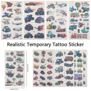 Sacubee 120 Pieces Kids Temporary Tattoos Trucks and Cars Waterproof Temporary Tattoos Fake Tattoo Stickers Transportation Vehicle Tattoo Stickers for Boys Party Favors Supplies Costume Accessory