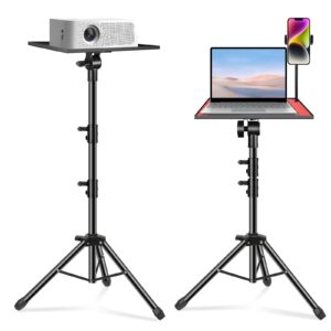 bloazzup projector tripod stand, laptop tripod height adjustable 23.5-50 inch projector stand for office home stage in-studio use laptop stand