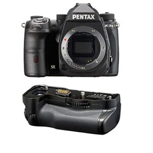 pentax k-3 mark iii aps-c-format dslr camera, black with pentax d-bg8 battery grip, black