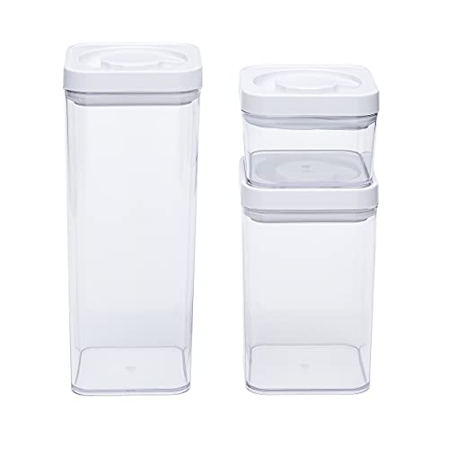 Amazon Basics 10-Piece Square Airtight Food Storage Containers for Kitchen Pantry Organization, BPA Free Plastic, Clear