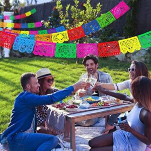 ECOOSTAR 5 Packs 85 Ft Mexican Party Banners, Large Plastic Papel Picado Banner, Mexican Themed Party Decorations For Cino de Mayo, Fiesta Party, Day of The Dead, 85 Feet Long in Total