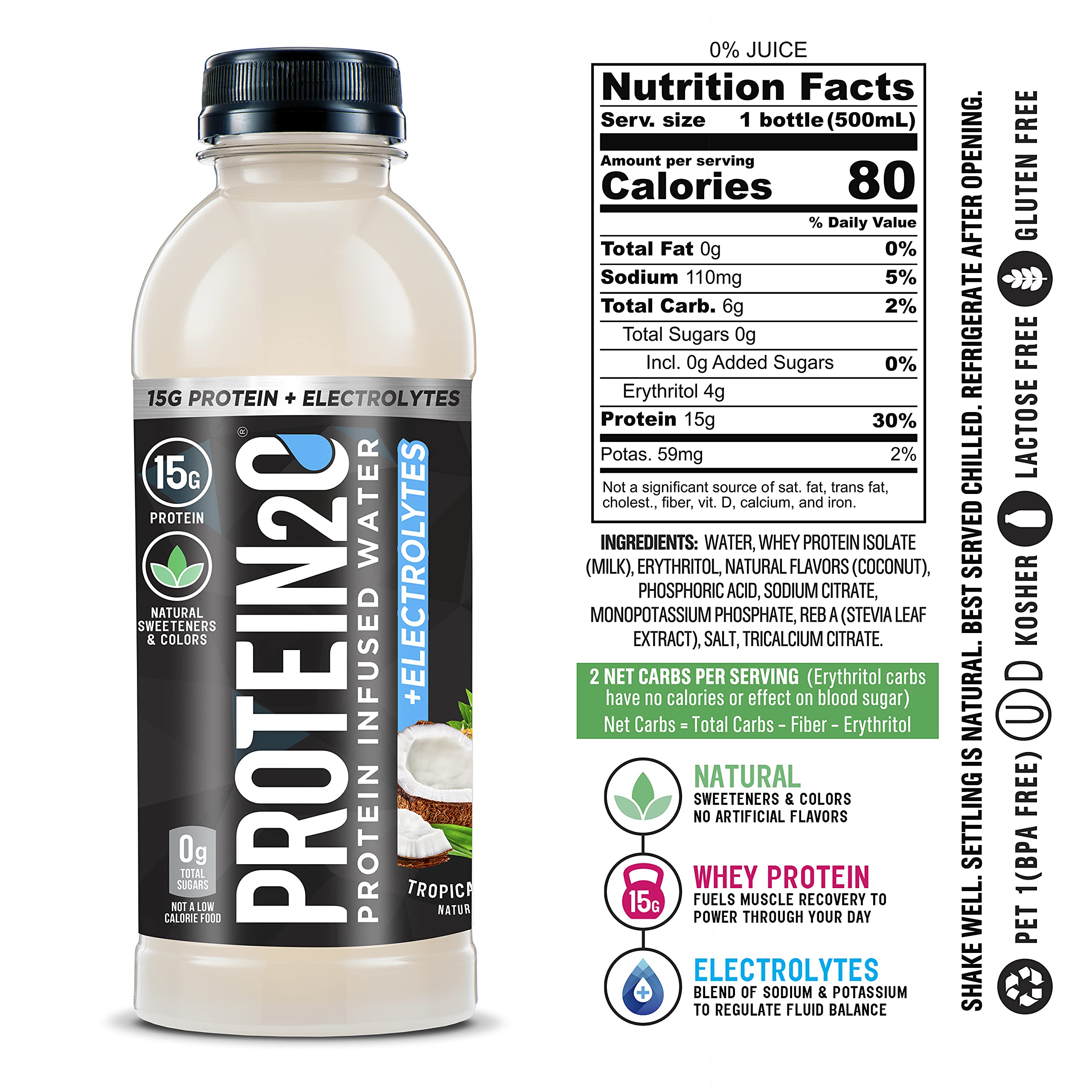 Protein2o 15g Whey Protein Isolate Infused Water Plus Electrolytes, Sugar Free Sports Drink, Ready To Drink, Gluten Free, Lactose Free, Electrolyte Variety Pack, 16.9 fl oz Bottle (12 Count)