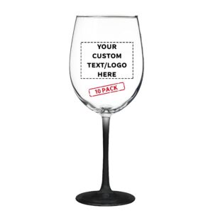 discount promos 10 arc cachet white wine glasses set, 19 oz. - customizable text, logo - barware, sturdy, vibrant - black