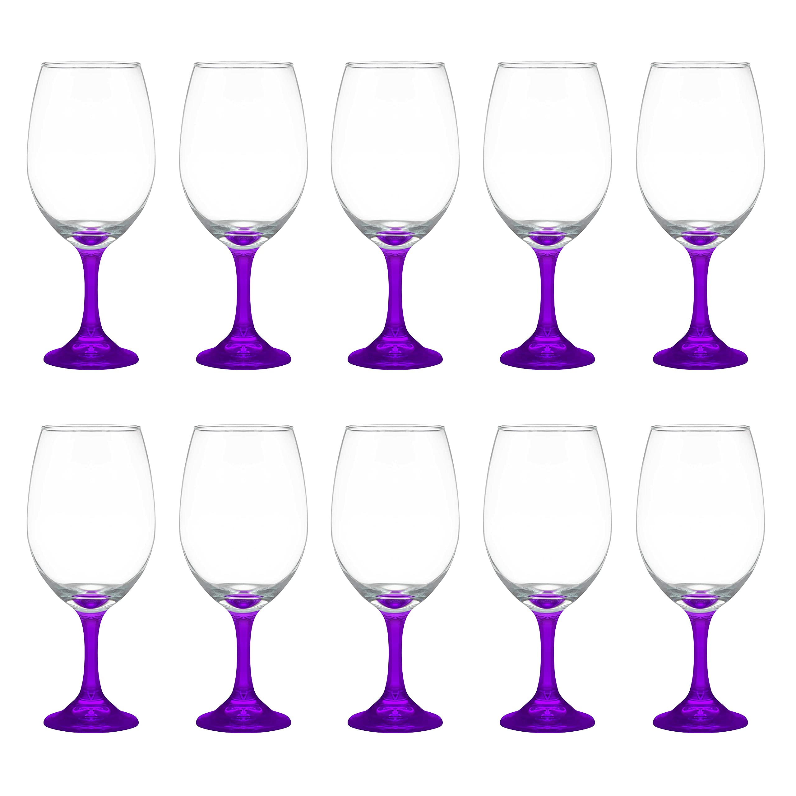 DISCOUNT PROMOS Rioja Grand Wine Glasses 20.75 oz. Set of 10, Bulk Pack - Perfect for Hotel, Bar, Restaurant or Lounge - Purple