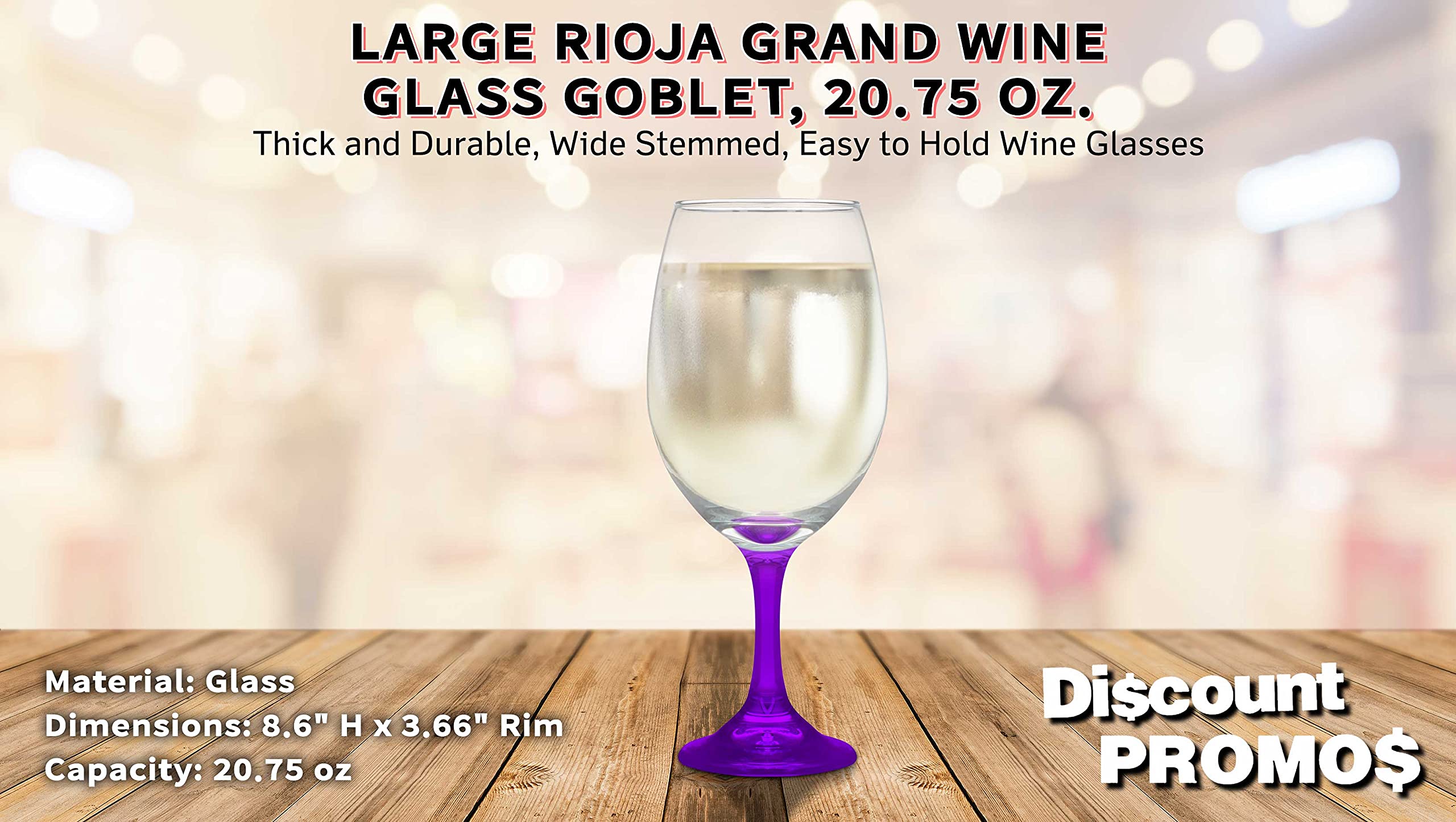 DISCOUNT PROMOS Rioja Grand Wine Glasses 20.75 oz. Set of 10, Bulk Pack - Perfect for Hotel, Bar, Restaurant or Lounge - Purple