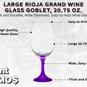 DISCOUNT PROMOS Rioja Grand Wine Glasses 20.75 oz. Set of 10, Bulk Pack - Perfect for Hotel, Bar, Restaurant or Lounge - Purple