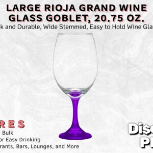 DISCOUNT PROMOS Rioja Grand Wine Glasses 20.75 oz. Set of 10, Bulk Pack - Perfect for Hotel, Bar, Restaurant or Lounge - Purple