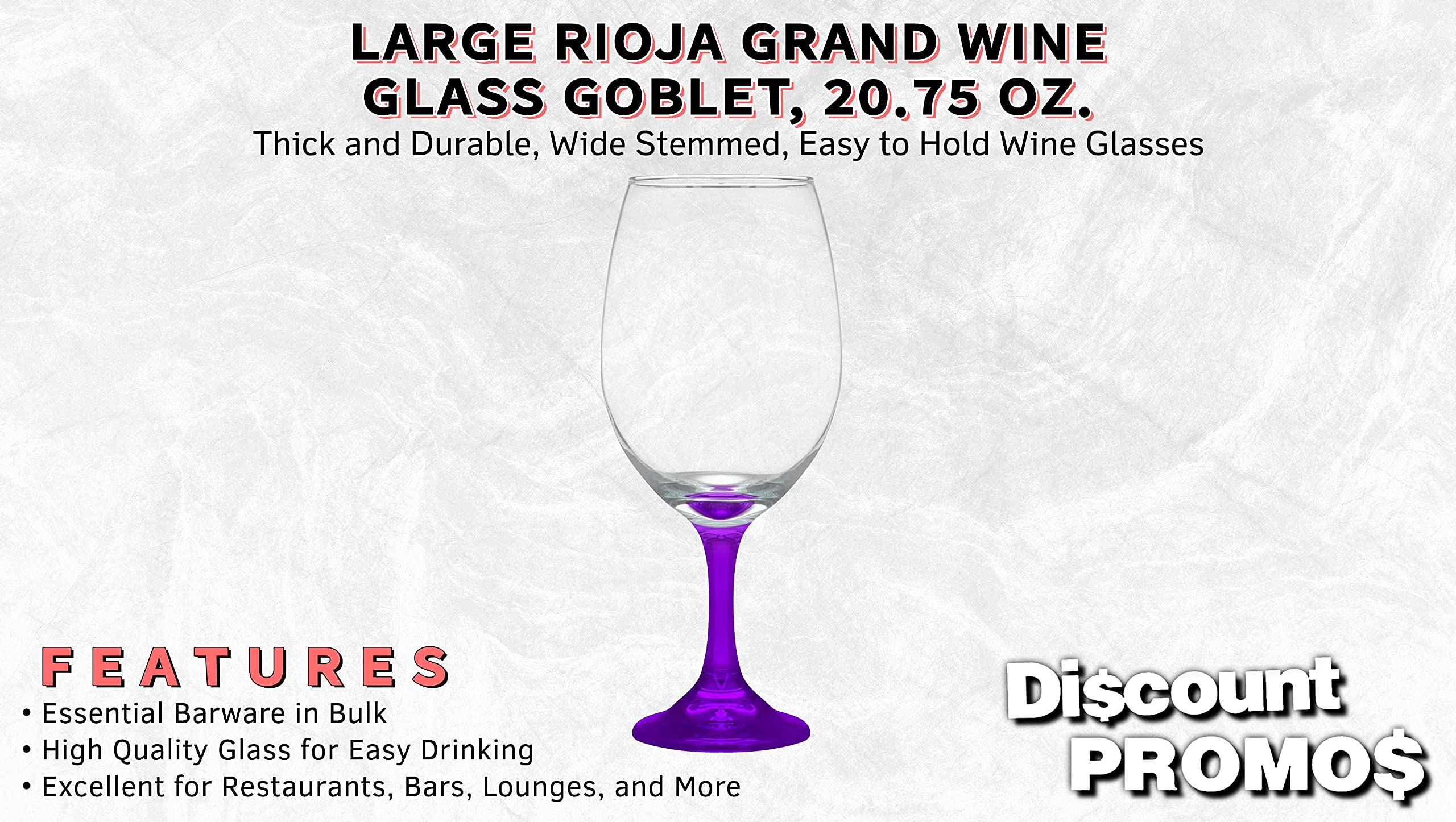 DISCOUNT PROMOS Rioja Grand Wine Glasses 20.75 oz. Set of 10, Bulk Pack - Perfect for Hotel, Bar, Restaurant or Lounge - Purple