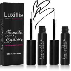 luxillia black magnetic eyeliner for magnetic eyelashes, upgraded strongest hold, most natural look, waterproof, smudge proof liquid liner (pack of 2)