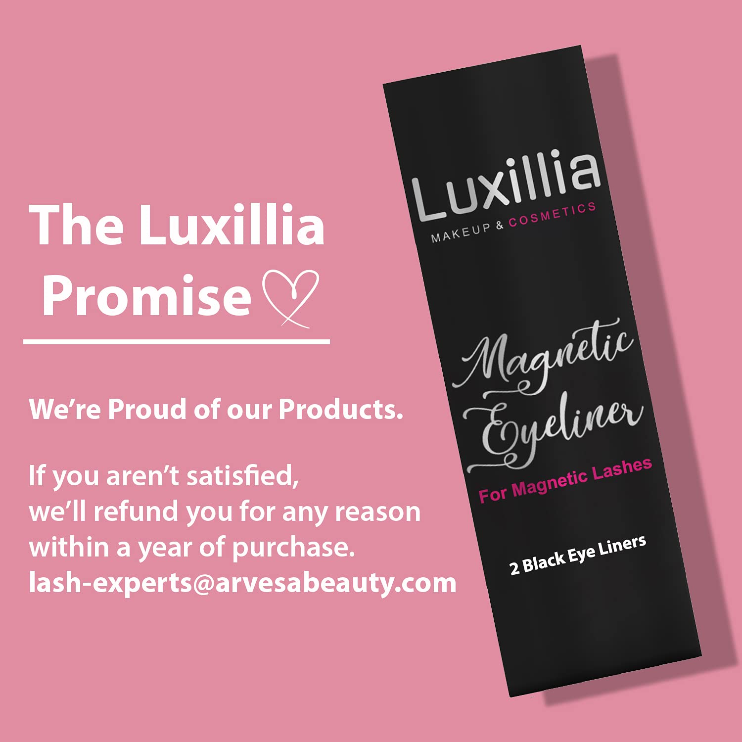 Luxillia Black Magnetic Eyeliner for Magnetic Eyelashes, Upgraded Strongest Hold, Most Natural Look, Waterproof, Smudge Proof Liquid Liner (Pack of 2)