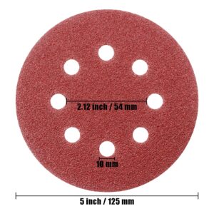 100 PCS 5 Inch Sanding Disc 40 Grit, 8 Hole Sandpaper Hook and Loop Sanding Pads Round Orbital Sandpaper for Random Orbital Sander