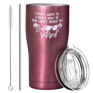 funny retirement gifts for women 2023 - retirement tumbler cup 20oz - retired gifts for women - best retirement gifts for women, coworker - happy retirement gifts - female retirement gifts (rose gold)