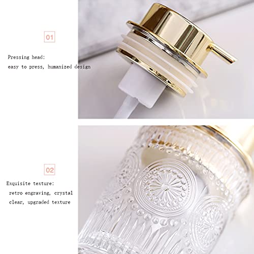 Soap Dispensers Countertop Clear Glass Soap Dispenser with ABS Pump, Refillable Liquid for Bathroom, Kitchen Soap Dispenser Lotion Dispenser (Color : Foaming, Size : Tray+S+L)