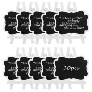 10 pack mini chalkboard signs with easel stand, ulendis 3.9x2.9 inch small wooden chalkboard labels, reusable chalkboard tags blackboard for event decoration tags wedding signs cards tables party (10)