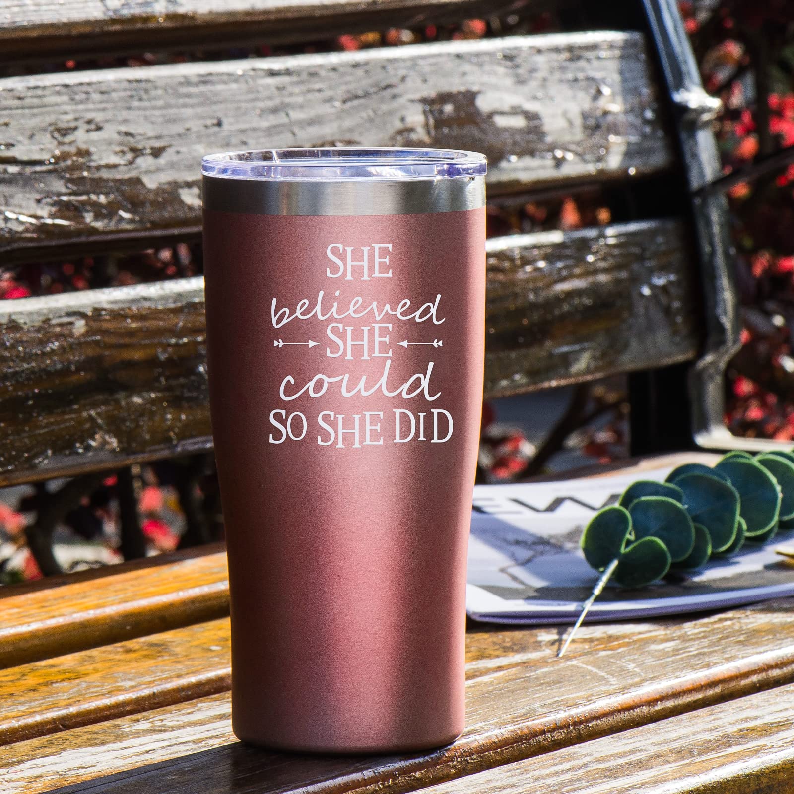 YBDEnevy Graduation Gifts for Women,Her,Girls,She Believed She Could So She Did Tumbler,Congratulations Gifts,Inspirational Gifts,New Job Gift,Congrats Gifts,Motivation Gifts for College(Rose Gold)