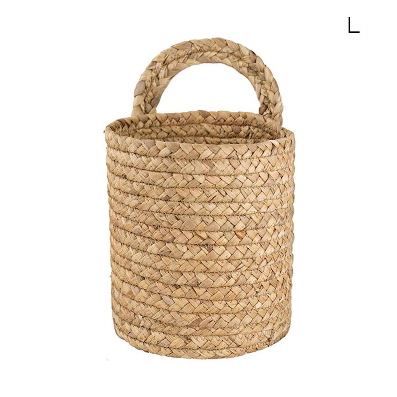 HUIKJI 2Pcs Water Hyacinth Hanging Baskets,Hand Woven Baskets for Plants & Accessories,Wall Hanging Small Storage Baskets Natural Sea Weed Baskets Garden Plant Baskets