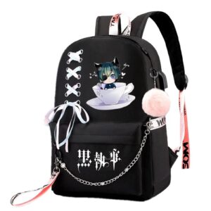 isaikoy anime ciel phantomhive backpack sebastian bookbag daypack school bag shoulder bag style i5