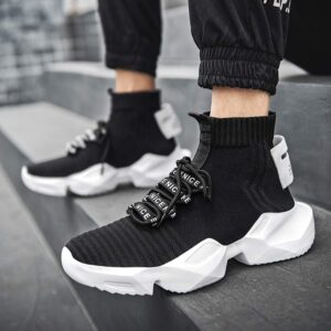 YOHI Mens Running Shoes High Top Sneakers Stylish Blade Tennis Walking Casual Shoes Athletic Gym Shoes Black Size 13