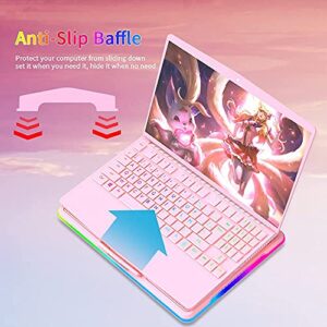 NACODEX Pink RGB Laptop Cooling Pad with 3 Quiet LED Fans and Touch Control for 15.6"-17" Laptop, Adjustable Comfortable Height Portable Cooler, Durable Pure Metal Panel (Pink)