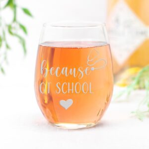 Because OT School Stemless Wine Glass - Occupational Therapy, Ot Gift, Ot School, Gift For Ot, Therapist Gift