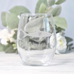 Youre My Best Fin Shark Stemless Wine Glass - Shark Week Gift, Shark Pun, Best Friend, Best Friend Gift, Shark Lover, Christmas Gift