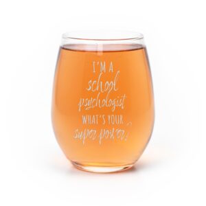 im a school psychologist stemless wine glass - school psychologist, school gift, psychologist gift, therapist gift, school therapist, teacher wine, teacher gift