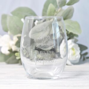 Im A School Psychologist Stemless Wine Glass - School Psychologist, School Gift, Psychologist Gift, Therapist Gift, School Therapist, Teacher Wine, Teacher Gift