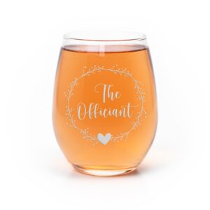 The Officiant Wedding Stemless Wine Glass - Wedding Gift, Wedding Favors, Bridesmaid Glass, Bridesmaid Gifts, Officiant Gift, Officiant Glass, Wedding Glass