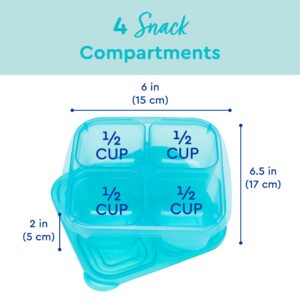 EasyLunchboxes® - Original Stackable Snack Boxes - Reusable 4-Compartment Bento Snack Containers for Kids and Adults, BPA-Free and Microwave Safe Food and Meal Prep Storage, Set of 10 (Jewel Brights)