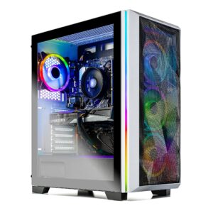 skytech gaming chronos gaming pc desktop - amd ryzen 5 5600x 3.7ghz, rtx 3070 8gb, 16gb ddr4 3200, 1tb nvme, 650w gold psu, windows 10 home 64-bit, ac wifi, white